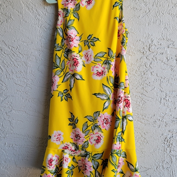 🟣Jessica Howard Floral Yellow Bodycon Slim Fit Mini Dress Size 10 - Picture 4 of 16